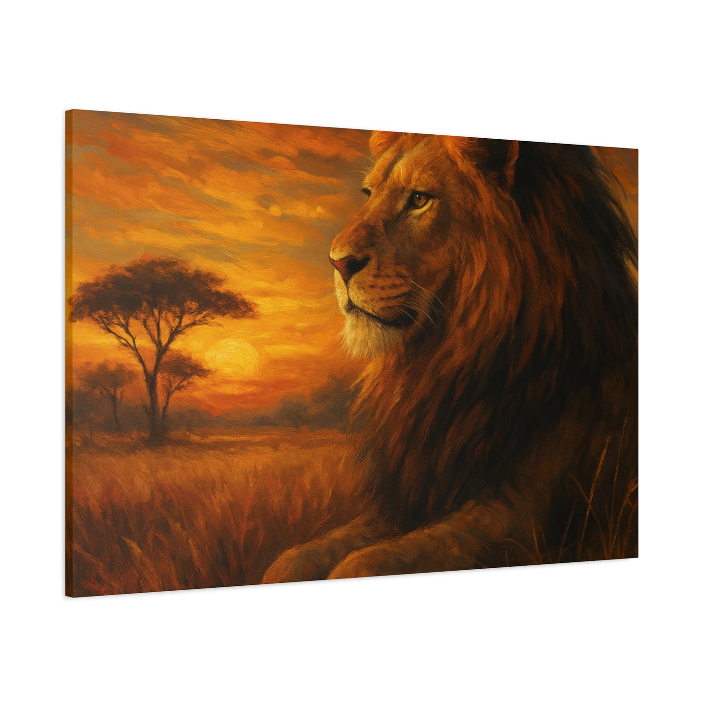 King of the Savanna - Lion Sunset Canvas