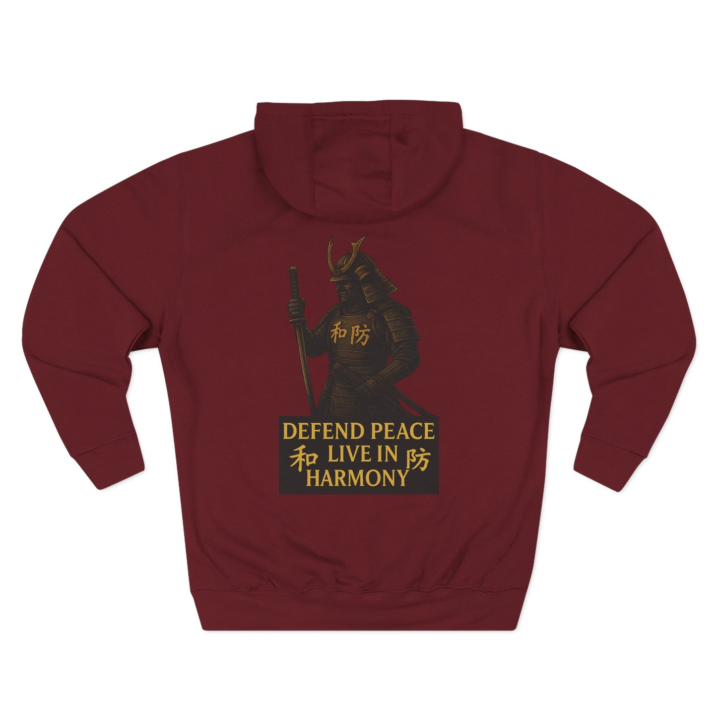 Samurai hoodie- Stay Sober, Defend Peace | Cozy Sweatshirt for Wellness, Gratitude Gifts, Motivation, Mindfulness