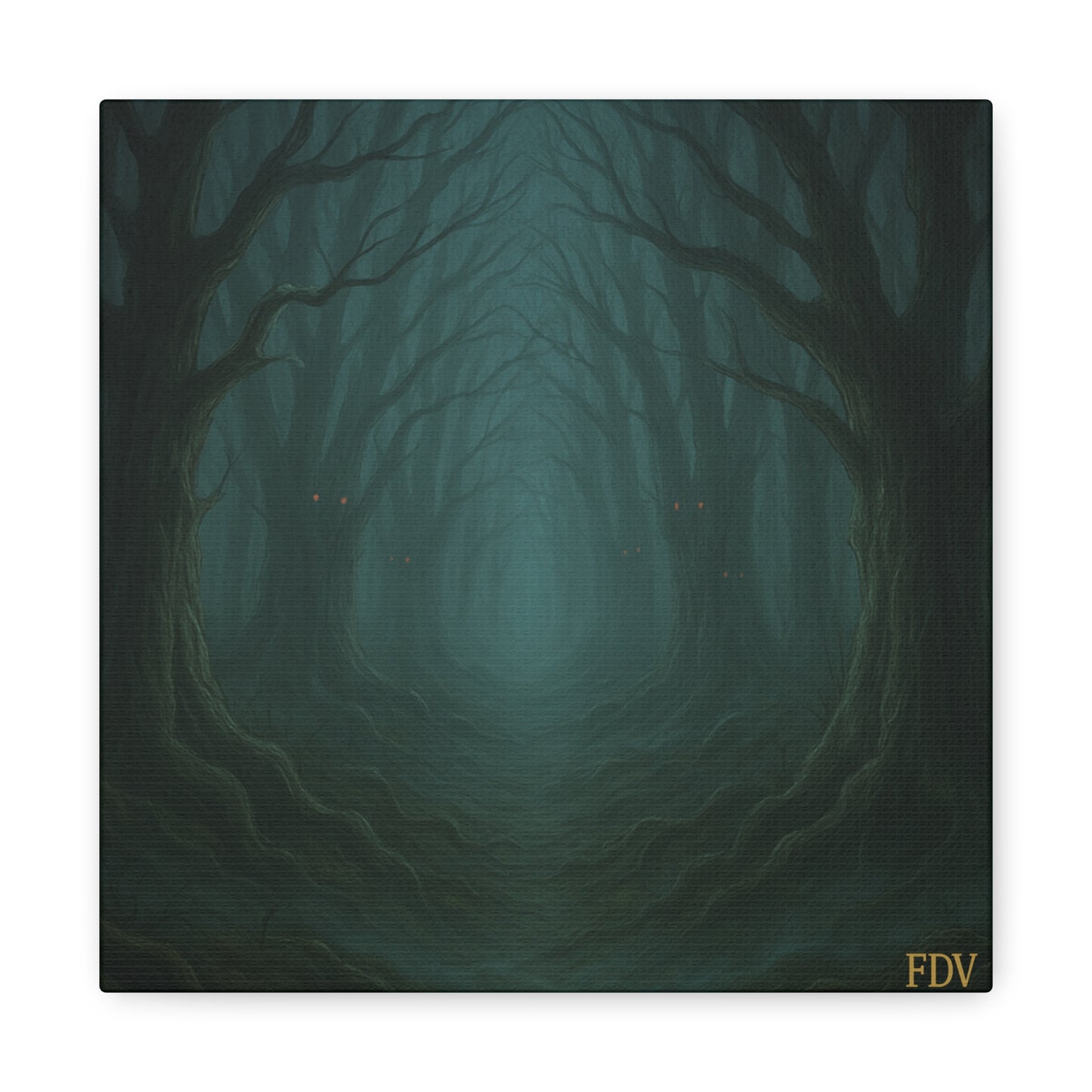 Eerie Forest Canvas Art, Spooky Home Decor, Dark Wall Hanging, Halloween Wall Art, Unique Gift for Nature Lovers, Gothic Decor