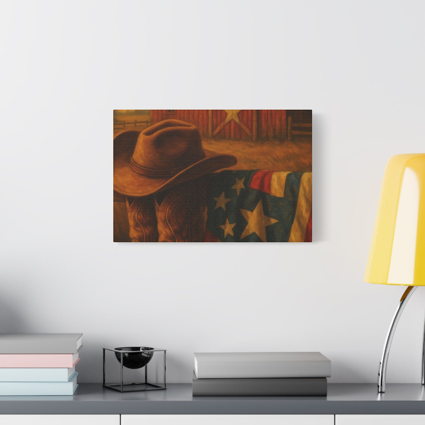 Rustic Canvas Art Print, Western Decor, Cowboy Hat and Boots, Americana Wall Art, Perfect Gift for Country Lovers