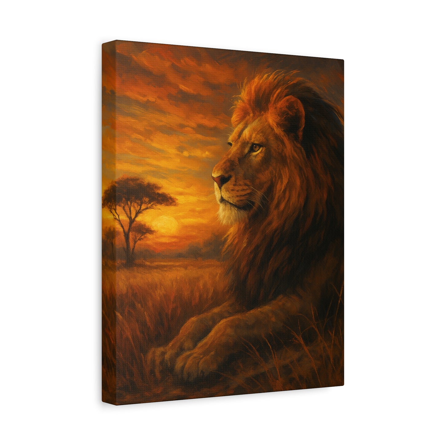 King of the Savanna - Lion Sunset Canvas