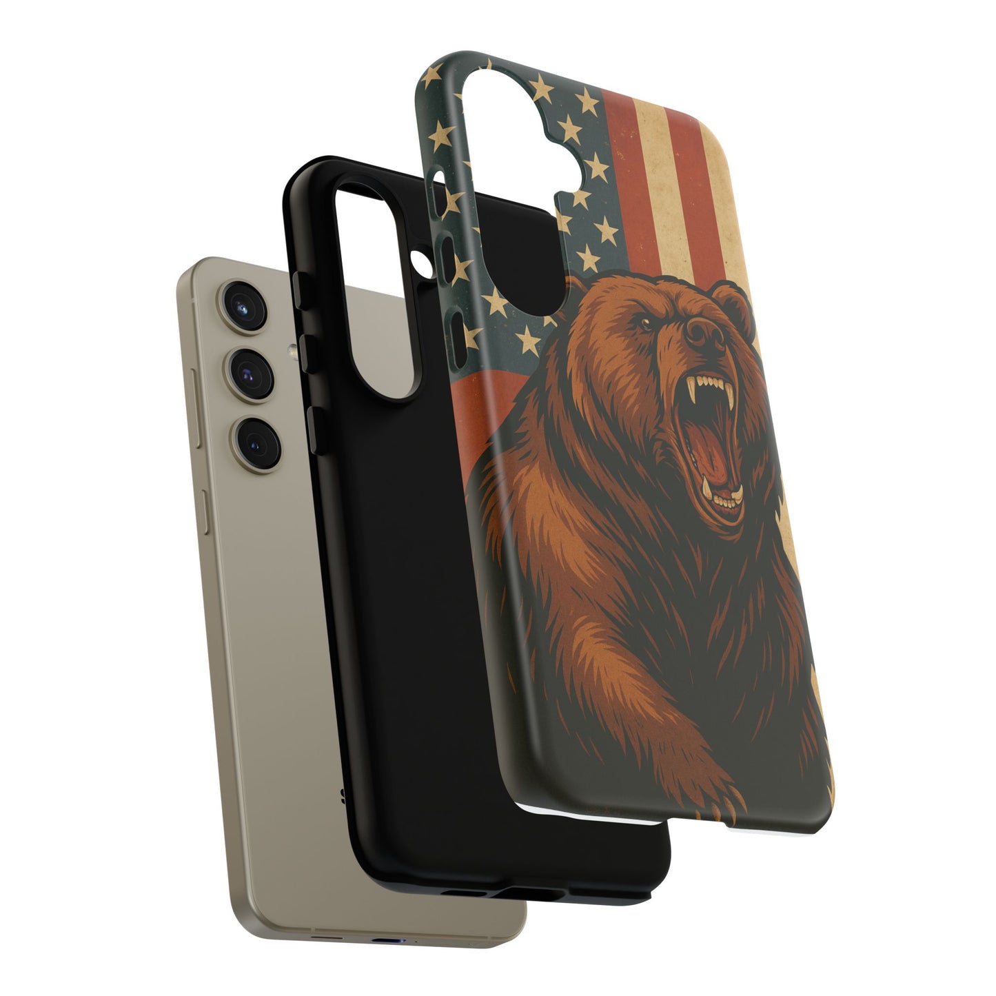 Tough Cases - Patriotic Bear Phone Case, Custom Phone Cover, Strong Protective Case, USA Flag Design, Gift for Outdoors Lovers