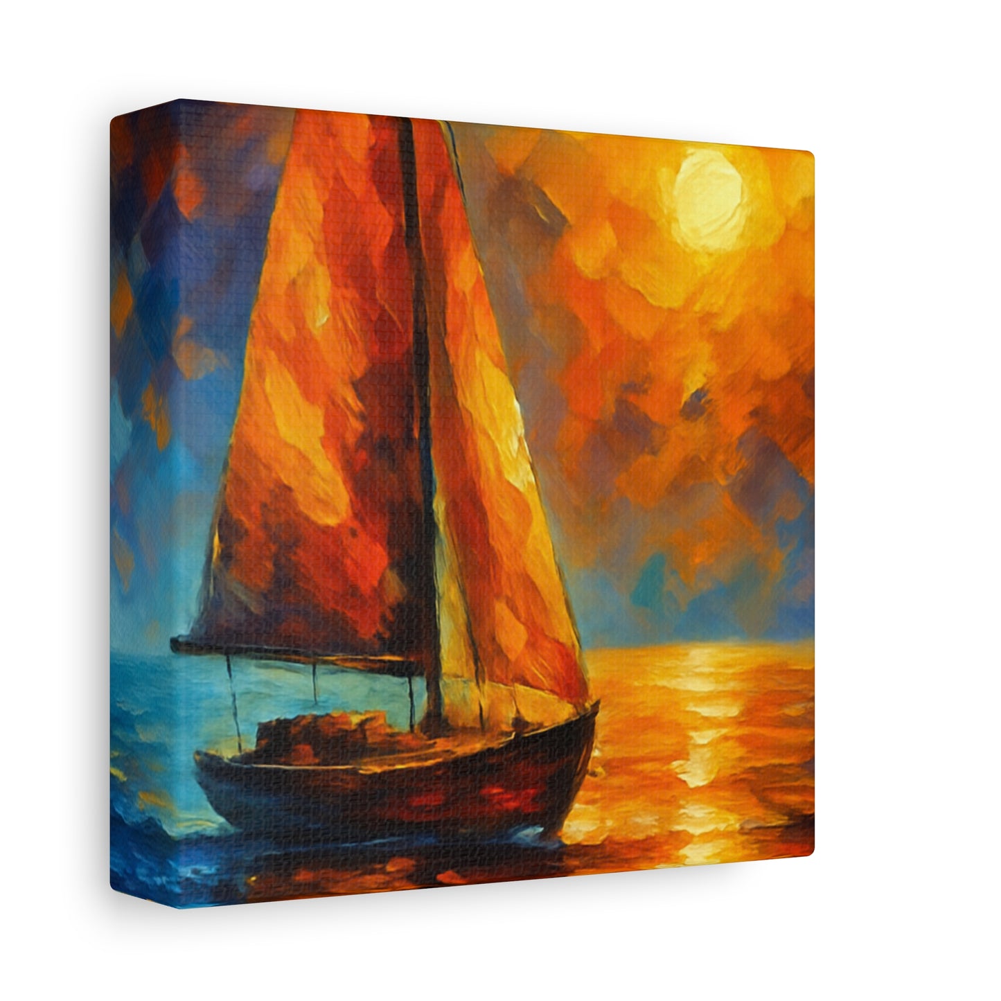 Canvas Art Print, Nautical Wall Decor, Sailboat Painting, Ocean Sunset, Home Decoration, Coastal Art