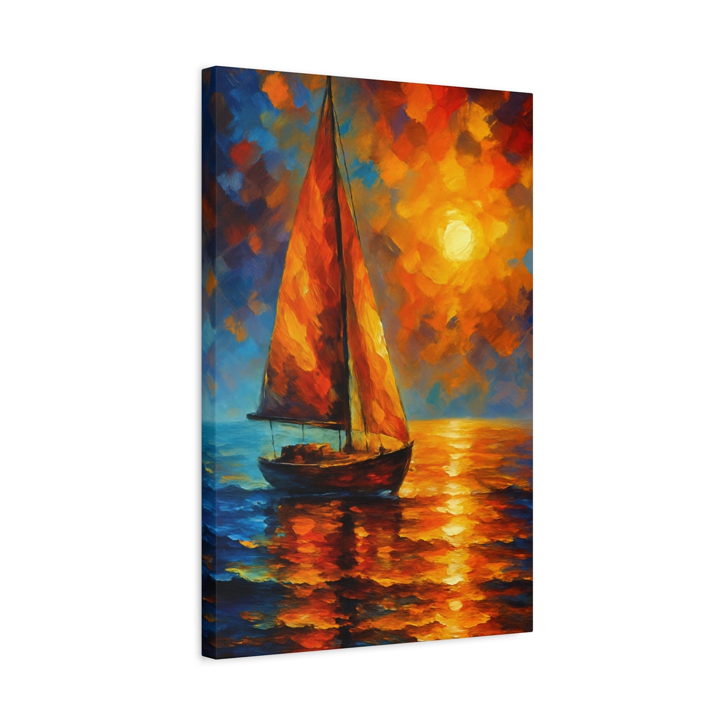 Canvas Art Print, Nautical Wall Decor, Sailboat Painting, Ocean Sunset, Home Decoration, Coastal Art