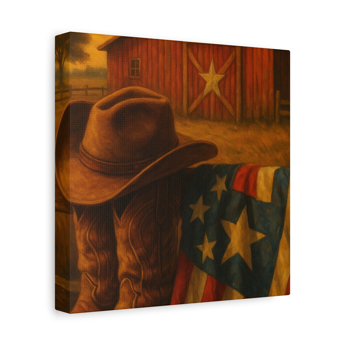 Rustic Canvas Art Print, Western Decor, Cowboy Hat and Boots, Americana Wall Art, Perfect Gift for Country Lovers
