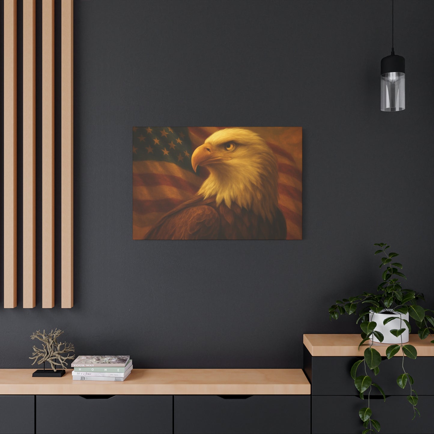Patriotic Eagle Canvas Wall Art - American Flag Decor, Home Office, Gift for Veterans, National Holidays, Wall Decor