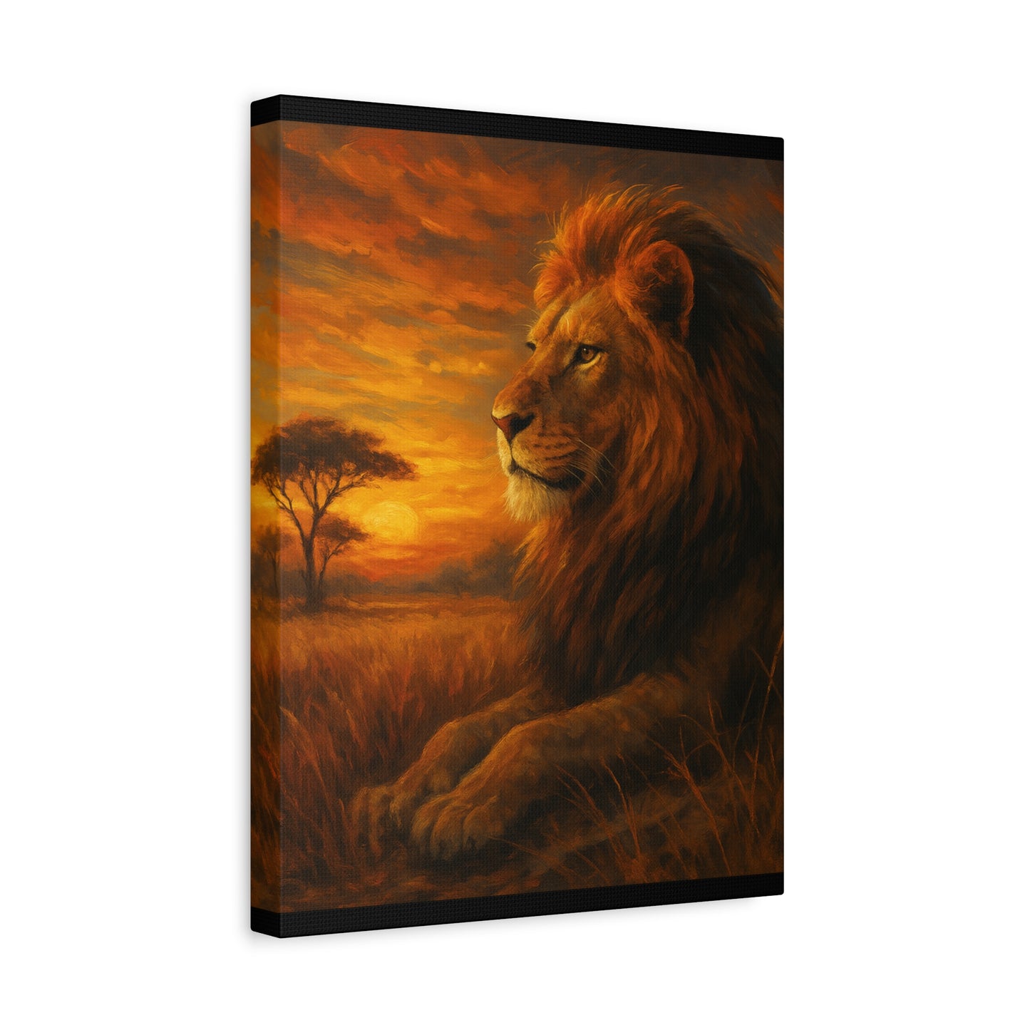 King of the Savanna - Lion Sunset Canvas