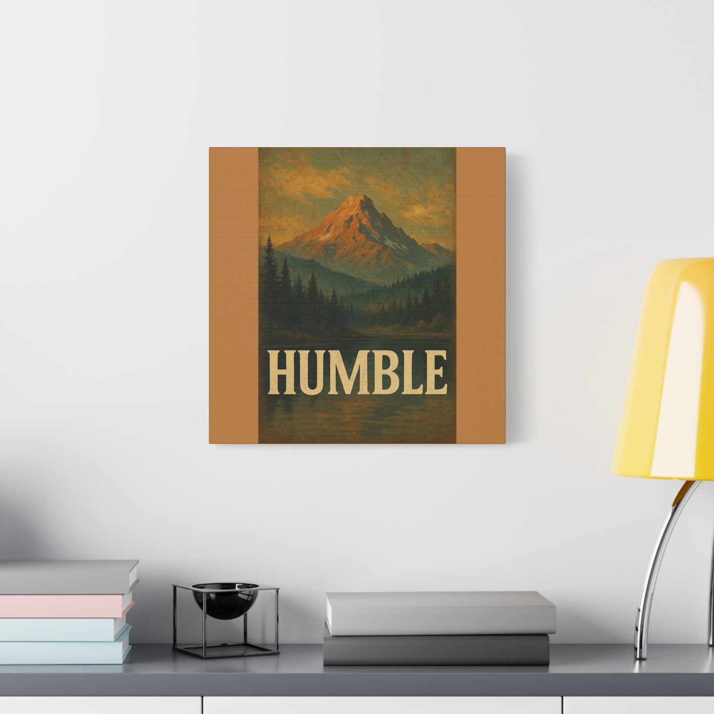 Humble Canvas Wall Art, Rustic Home Decor, Mountain Landscape Art, Inspirational Quotes Wall Art, Nature-Inspired Gift
