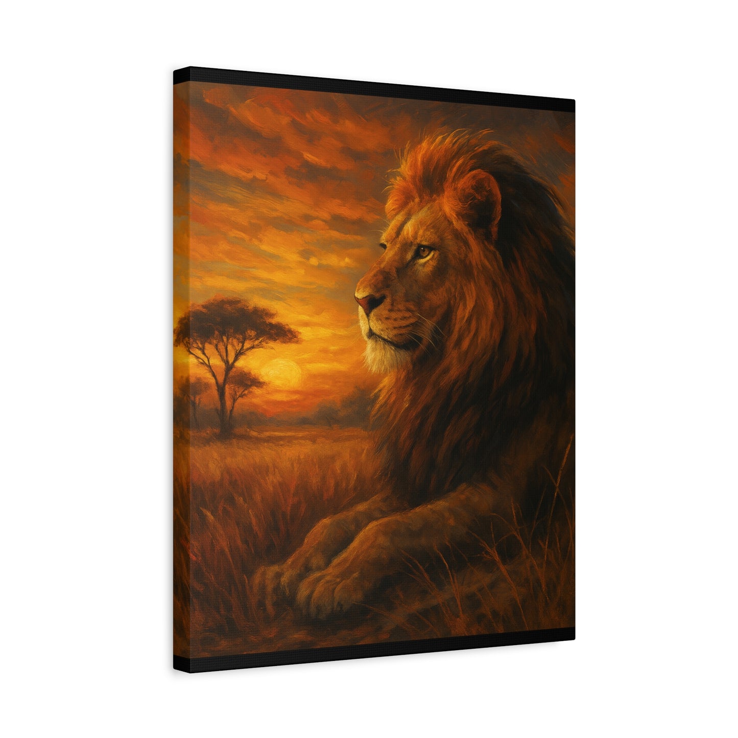 King of the Savanna - Lion Sunset Canvas