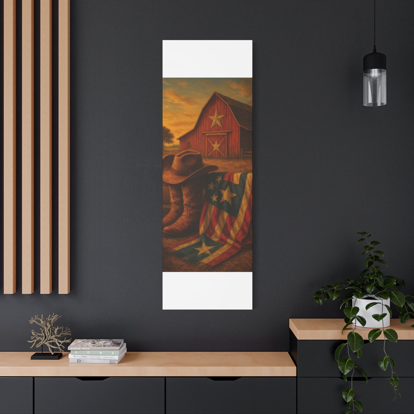 Rustic Canvas Art Print, Western Decor, Cowboy Hat and Boots, Americana Wall Art, Perfect Gift for Country Lovers
