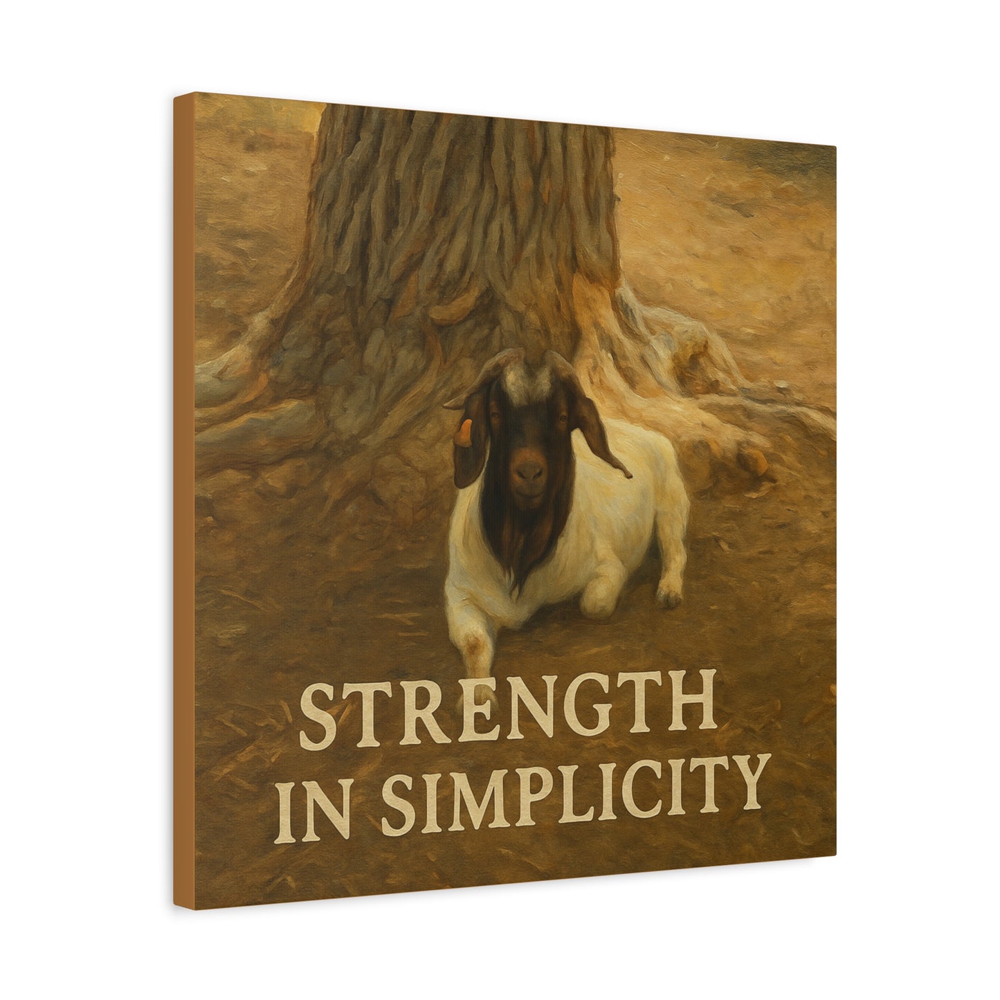 Rustic Goat Canvas Wall Art, Strength in Simplicity Decor, Farmhouse Style, Nature Lovers Gift, Art for Home