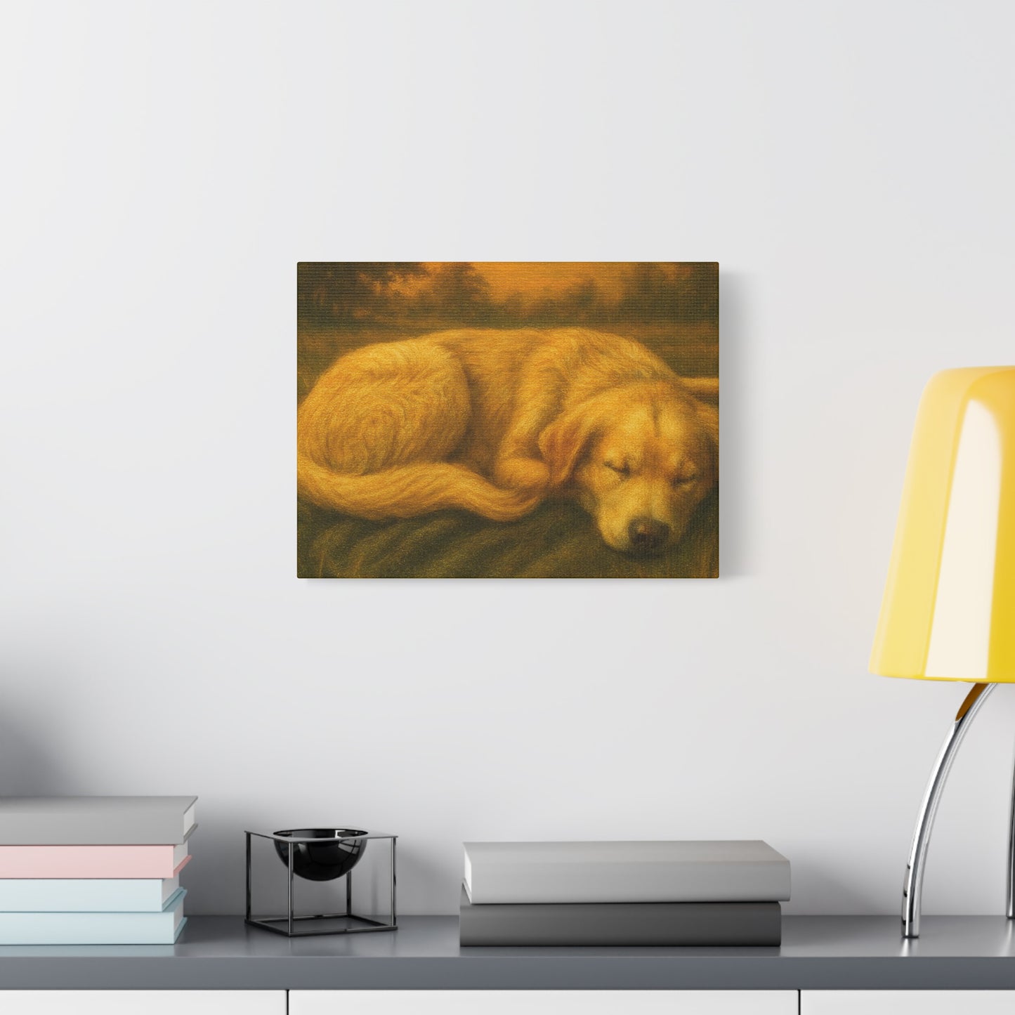 Golden Retriever Art Canvas Print, Dog Lovers Decor, Warm Home Wall Art, Gift for Pet Owners, Relaxing Pet Artwork