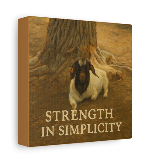 Rustic Goat Canvas Wall Art, Strength in Simplicity Decor, Farmhouse Style, Nature Lovers Gift, Art for Home