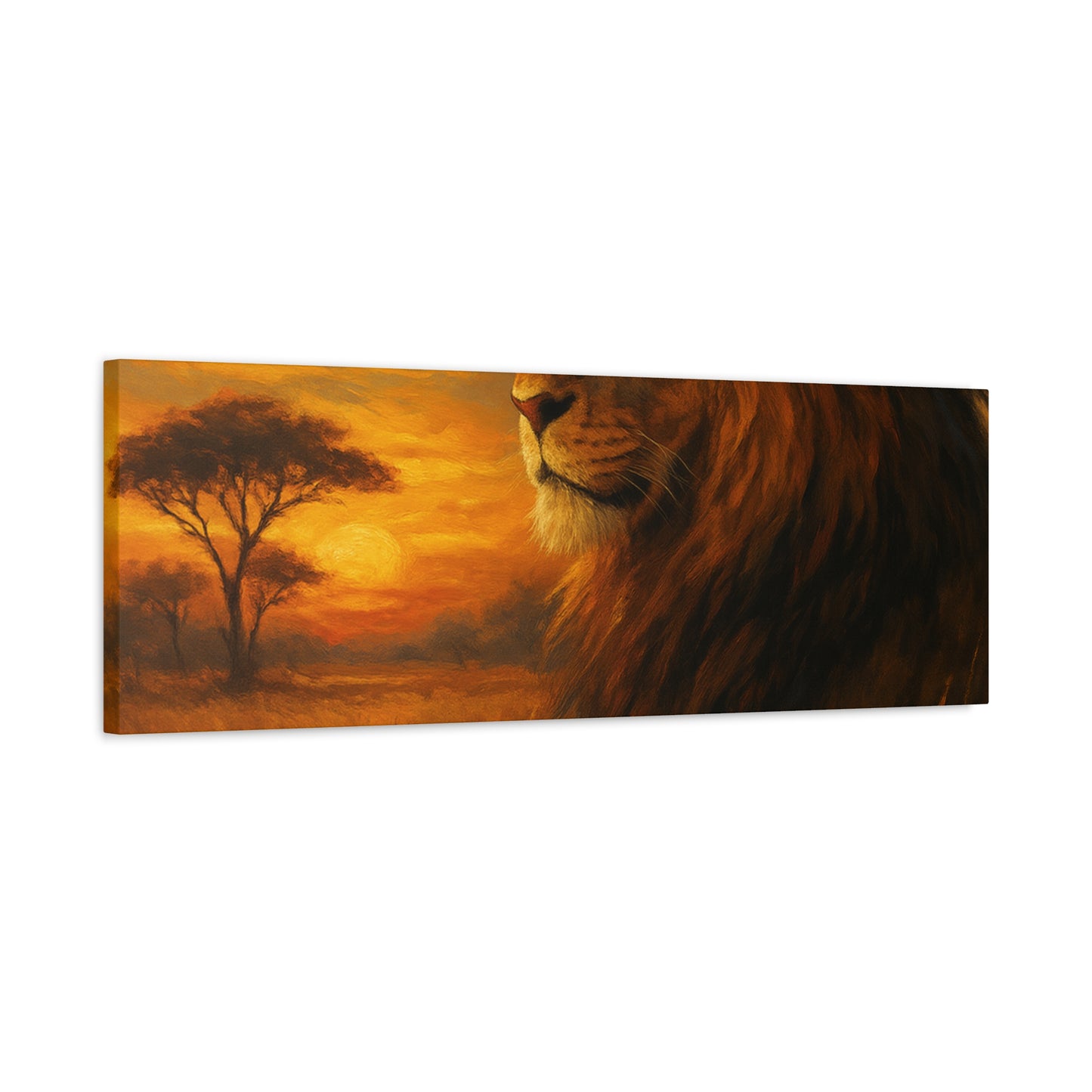 King of the Savanna - Lion Sunset Canvas