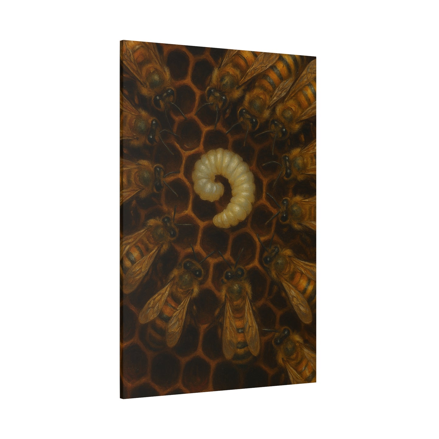 Bee Themed Wall Art Canvas, Honeycomb Decor, Nature Lover Gift, Nursery Decoration, Botanical Wall Art, Insect Art Print