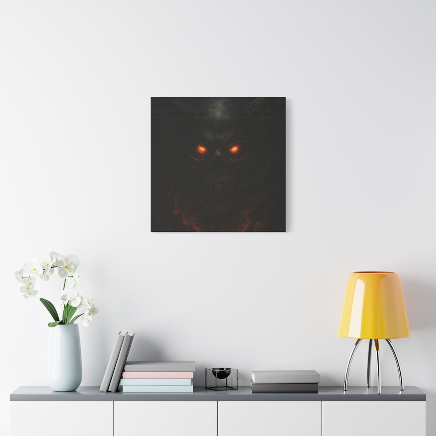 Dark Fantasy Wall Art, Matte Canvas with Fiery Skull Design, Demon Home Decor, Gothic Wall Decor, Unique Gift for Halloween, Edgy [...]