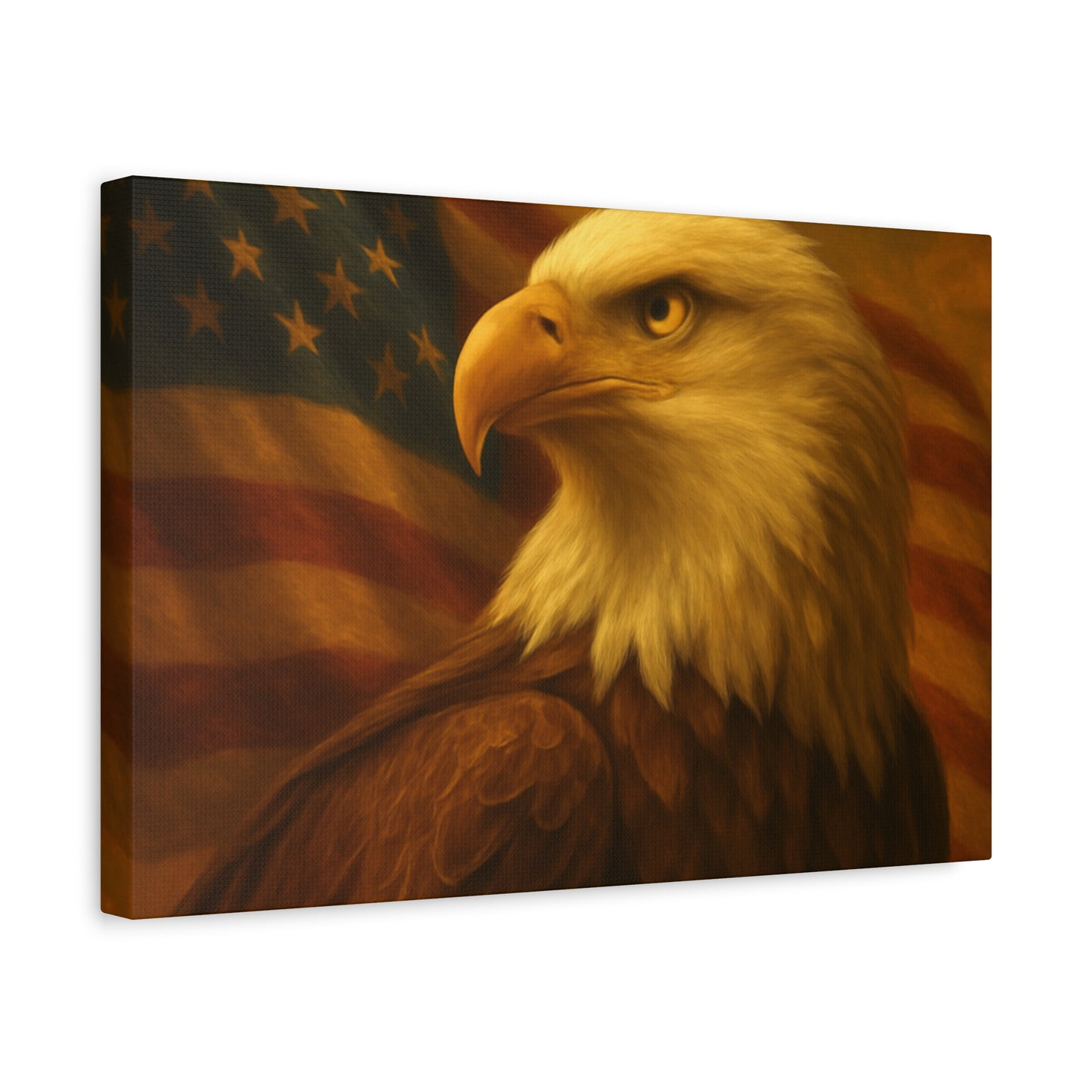 Patriotic Eagle Canvas Wall Art - American Flag Decor, Home Office, Gift for Veterans, National Holidays, Wall Decor