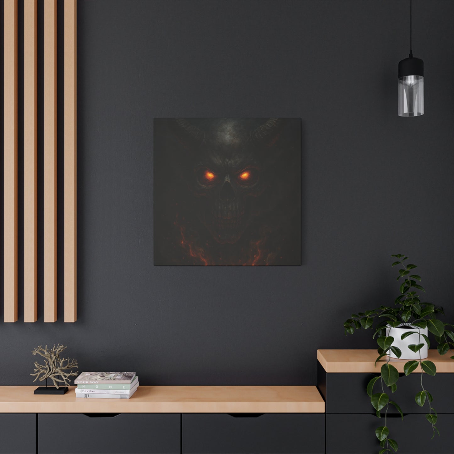 Dark Fantasy Wall Art, Matte Canvas with Fiery Skull Design, Demon Home Decor, Gothic Wall Decor, Unique Gift for Halloween, Edgy [...]