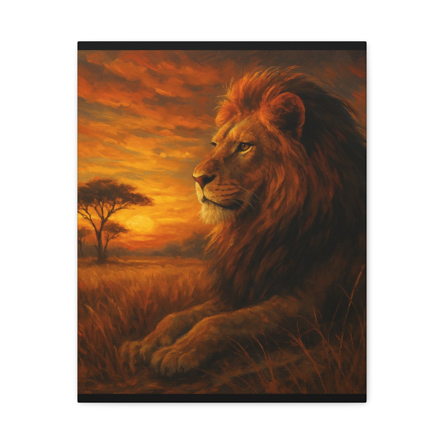 King of the Savanna - Lion Sunset Canvas