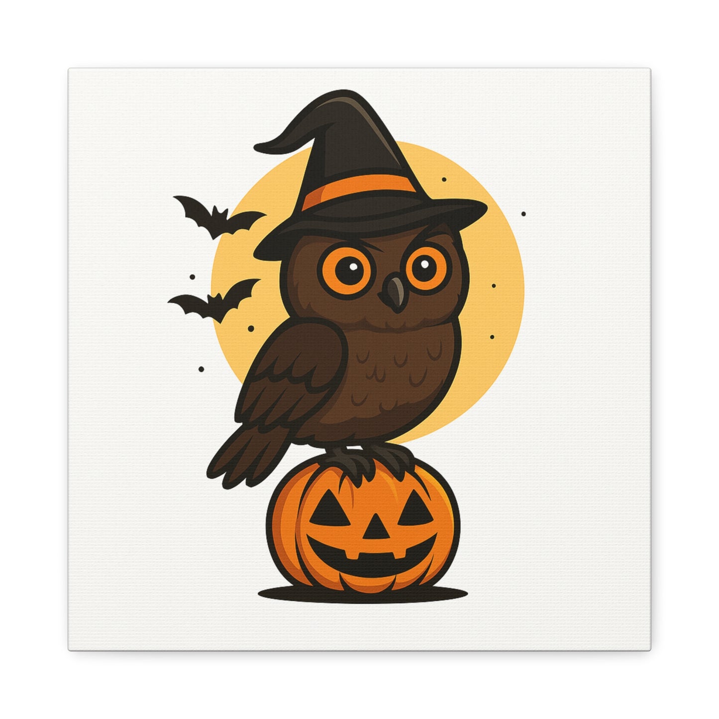 Halloween Owl Canvas Art, Fall Decor, Pumpkin Wall Decor, Spooky Home Decoration, Kids Room Wall Art