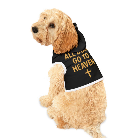 All Dogs Go to Heaven Pet Hoodie – Inspirational Gold Cross Dog & Cat Outfit