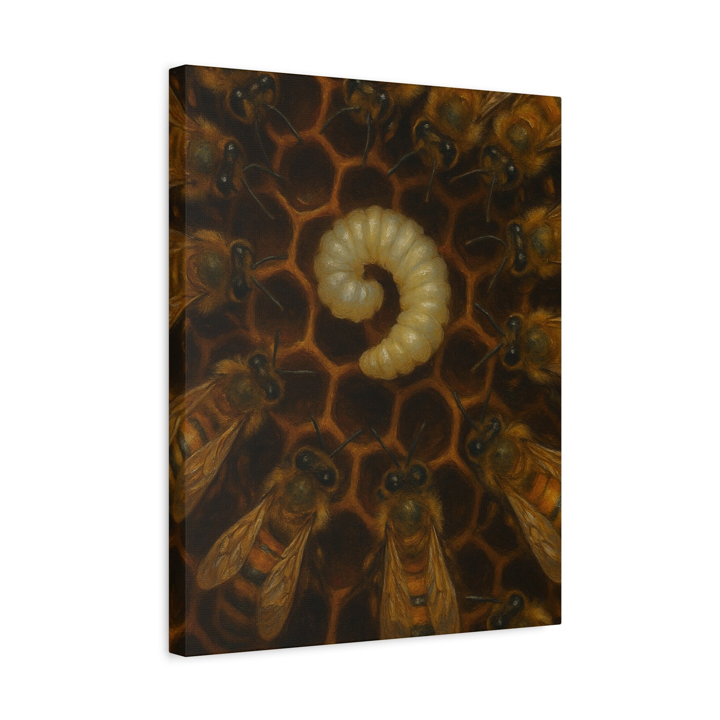 Bee Themed Wall Art Canvas, Honeycomb Decor, Nature Lover Gift, Nursery Decoration, Botanical Wall Art, Insect Art Print