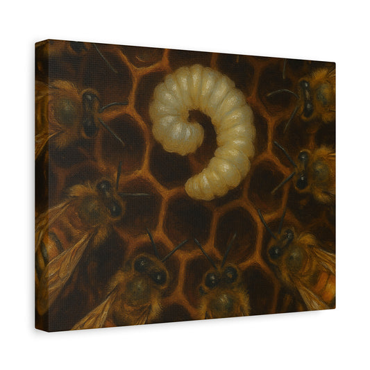 Bee Themed Wall Art Canvas, Honeycomb Decor, Nature Lover Gift, Nursery Decoration, Botanical Wall Art, Insect Art Print