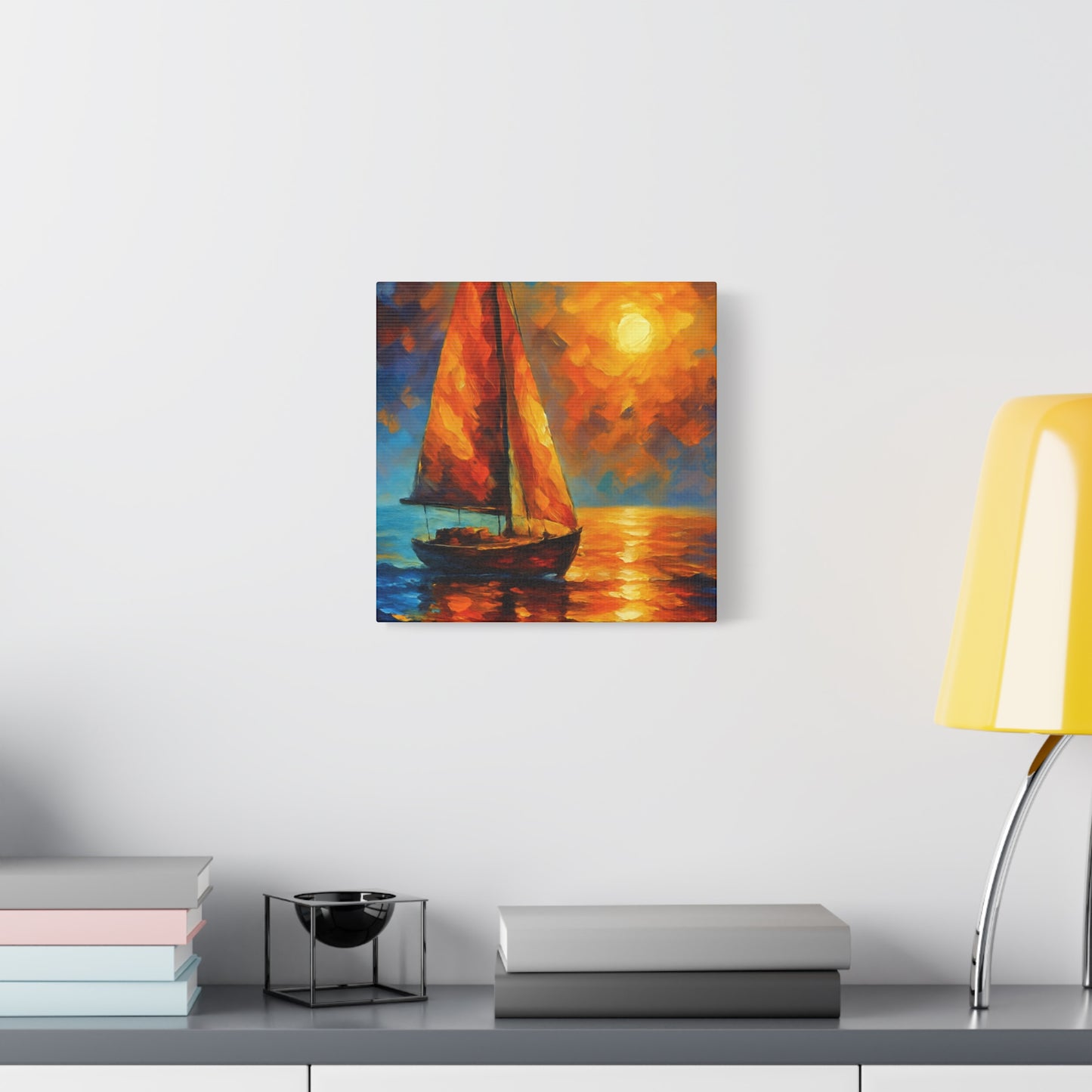 Canvas Art Print, Nautical Wall Decor, Sailboat Painting, Ocean Sunset, Home Decoration, Coastal Art