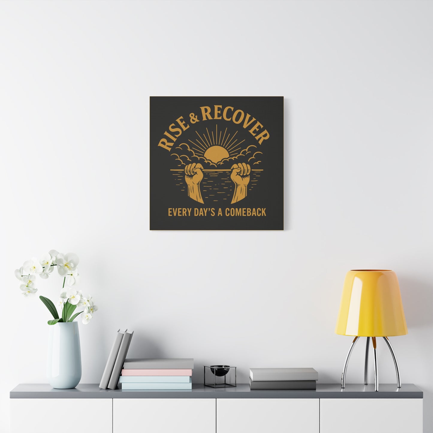 Inspirational Wall Art Canvas, Rise & Recover Motivational Decor, Recovery Art, Unique Gift for Fitness Enthusiasts, Home Decoration