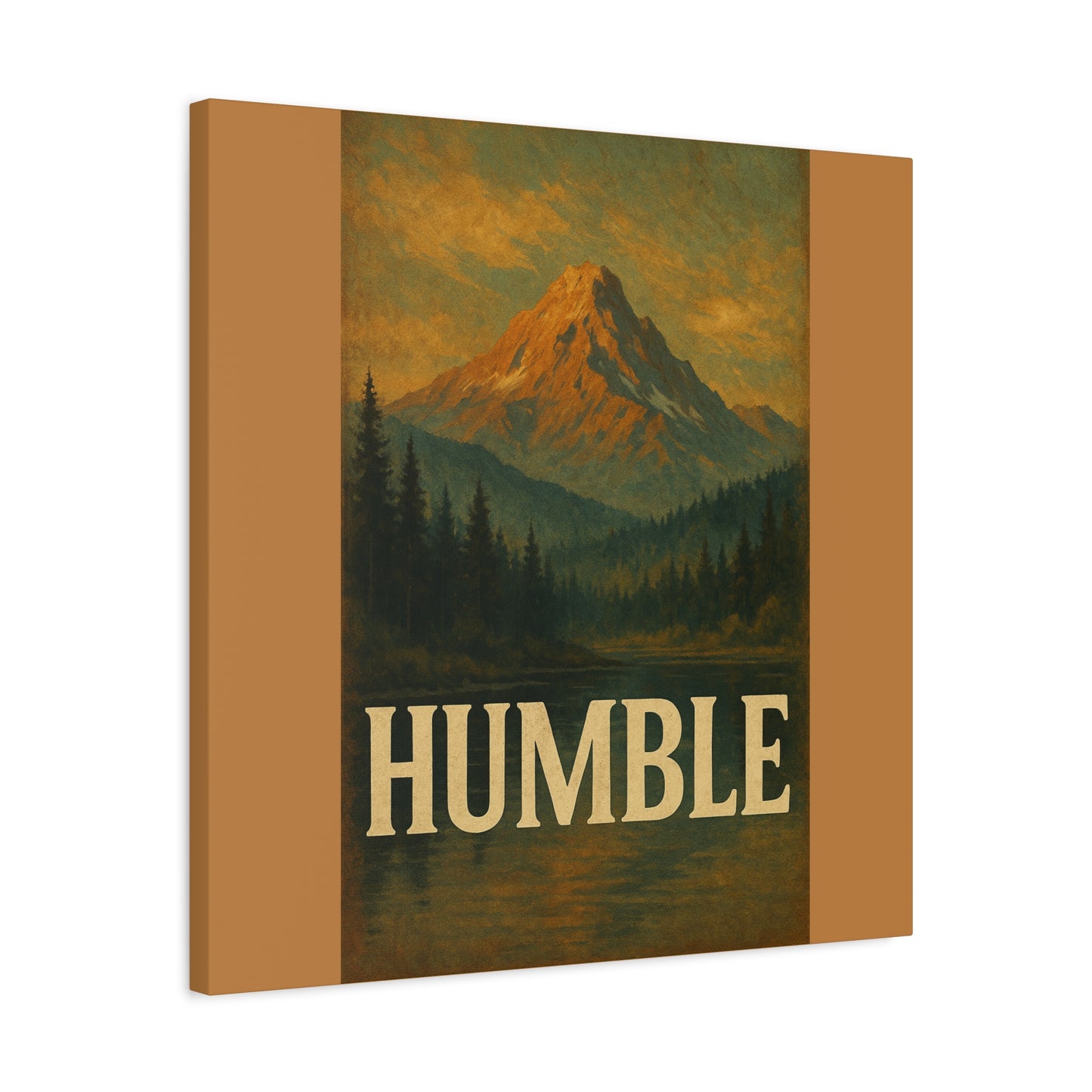 Humble Canvas Wall Art, Rustic Home Decor, Mountain Landscape Art, Inspirational Quotes Wall Art, Nature-Inspired Gift