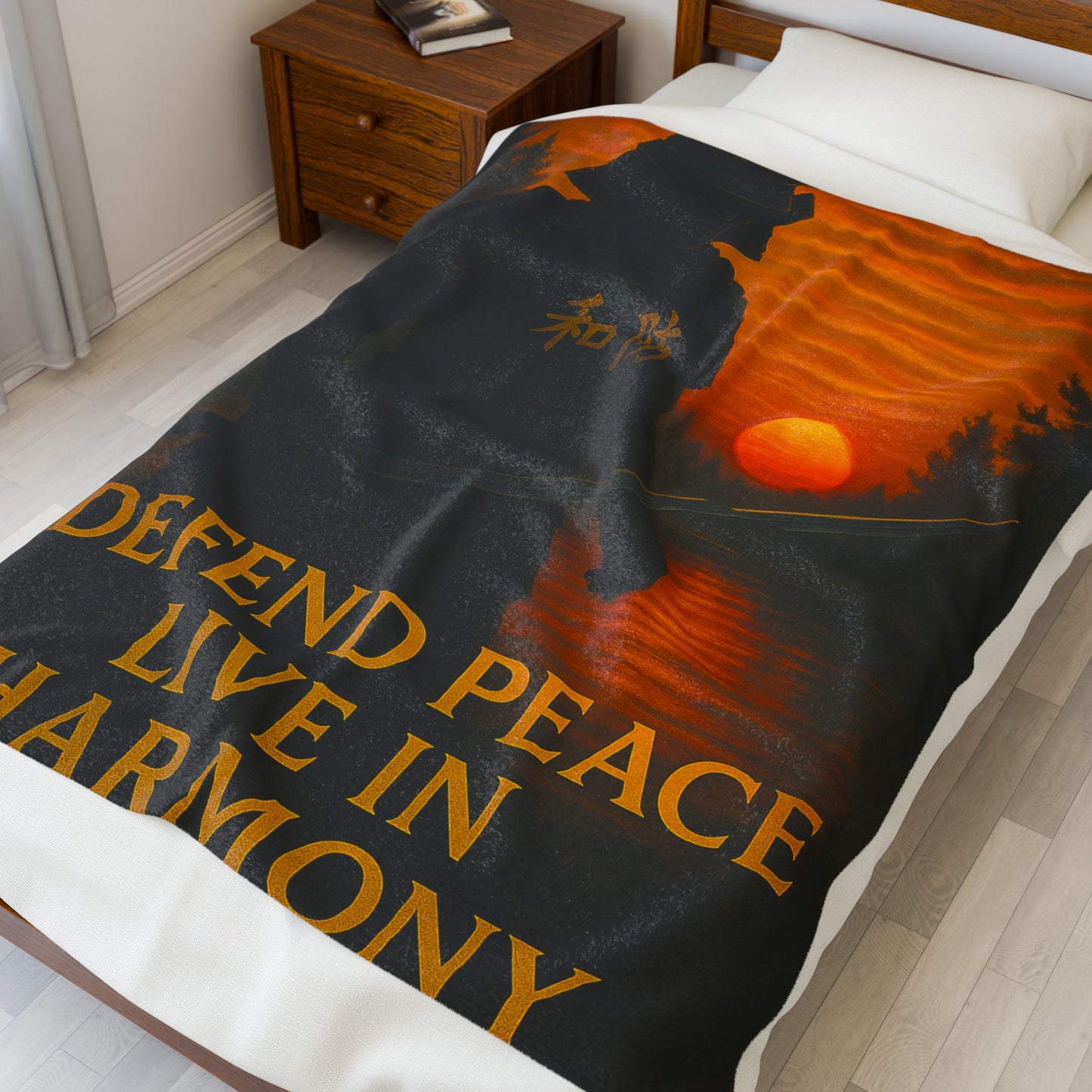 Samurai Peace Velveteen Plush Blanket - Cozy Home Decor, Gift for Gamers, Lounge, Meditation, Zen, Relaxation