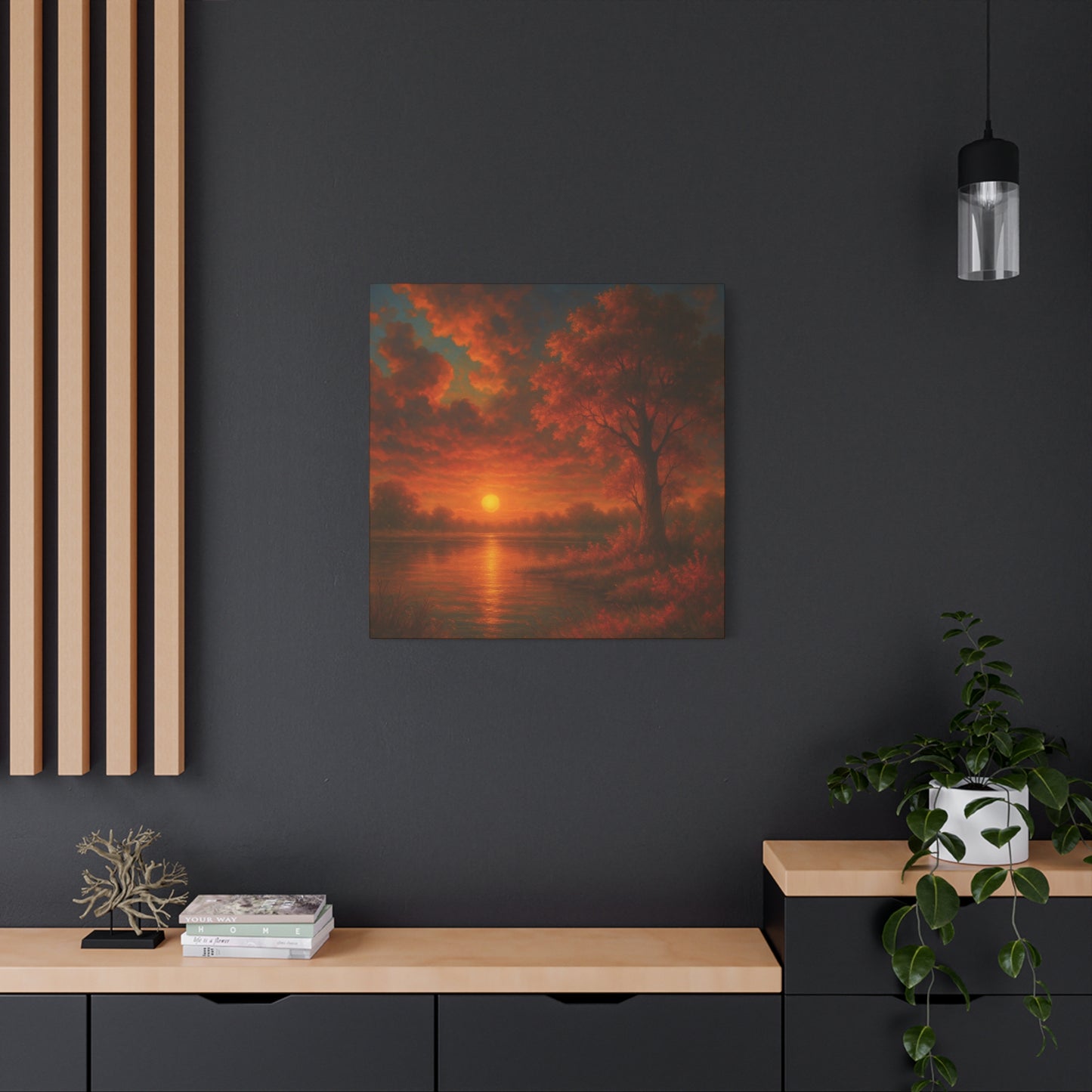 Serene Sunset Canvas Wall Art, Nature Decor, Home Aesthetic, Gift for Art Lovers, Inspiring Wall Hanging, Living Room Decoration