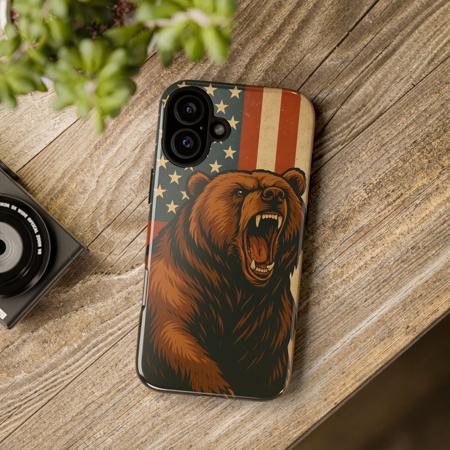 Tough Cases - Patriotic Bear Phone Case, Custom Phone Cover, Strong Protective Case, USA Flag Design, Gift for Outdoors Lovers