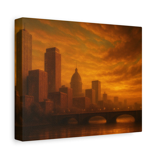 Sunset Cityscape Wall Art, Canvas Print, Home Decor, Urban Landscape, Unique Gift, Modern Art, Interior Design