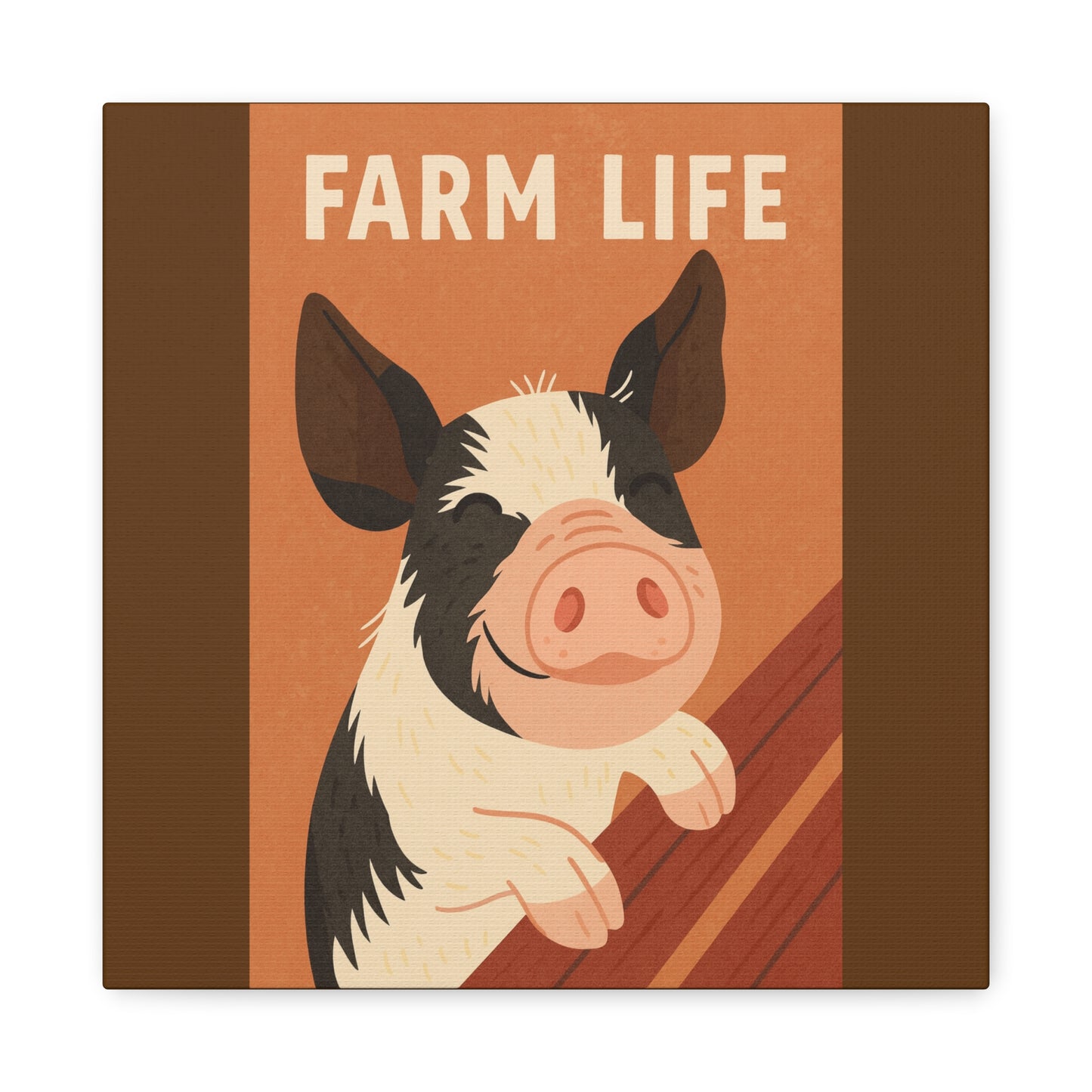 Farm Life Canvas Wall Art, Farm house Decor, Pig Print, Rustic Home Decoration, Gift for Animal Lovers, Farm Themed Art