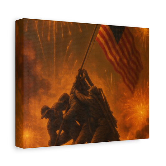 Patriotic Matte Canvas Wall Art, Military Tribute Decor, Independence Day Decoration, Veteran's Day Gift, Home Gallery Display