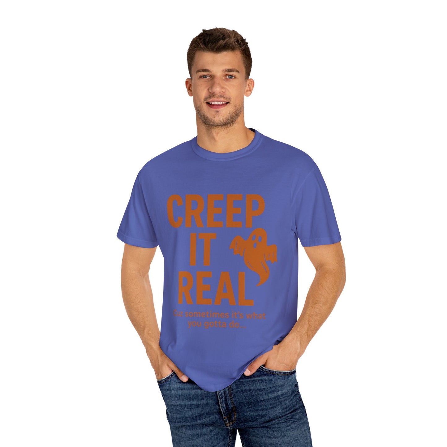 Creep It Real Unisex T-Shirt - Fun Halloween Apparel, Ghost Graphic Tee, Casual Style, Unique Gift for Friends, Halloween Party Outfit