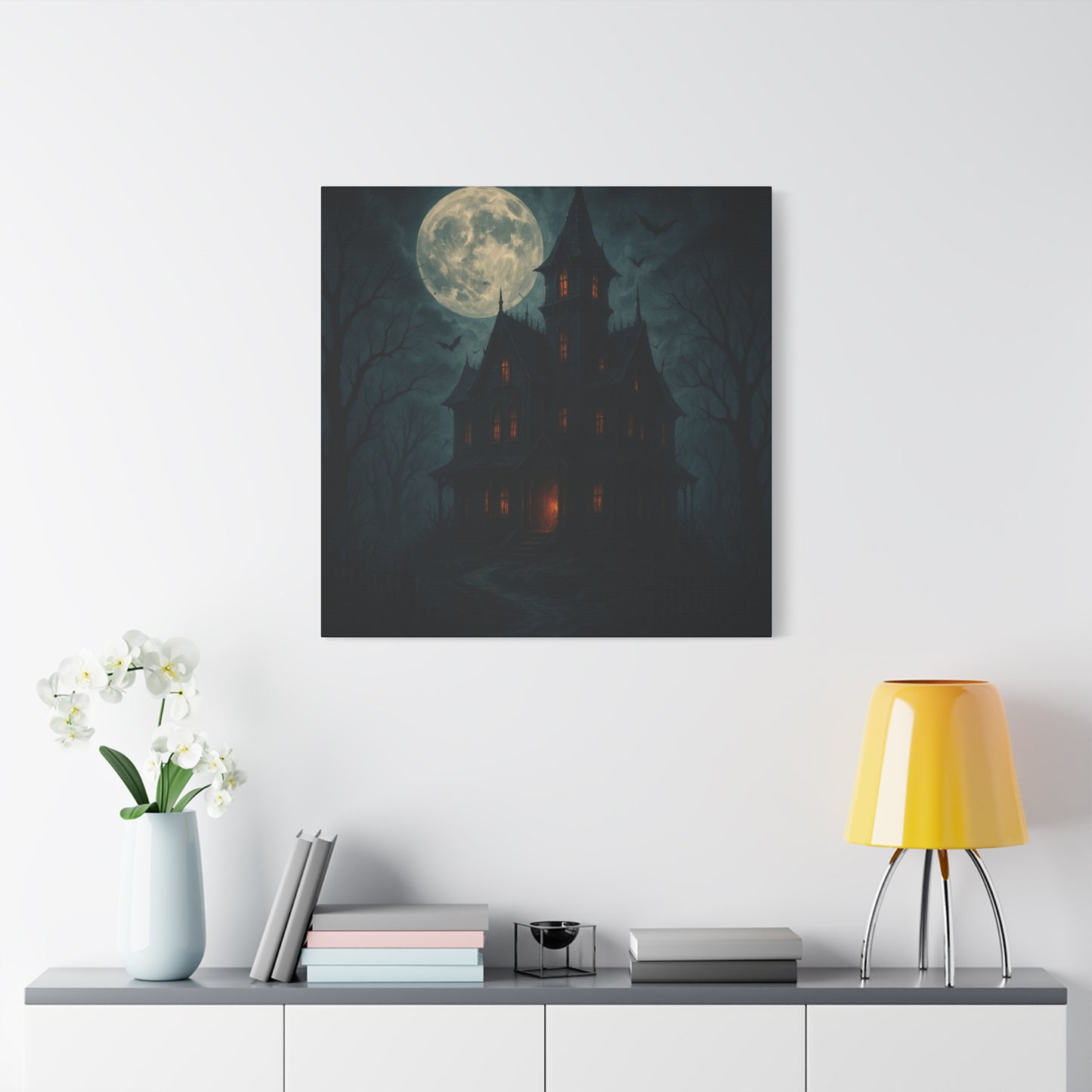 Haunted House Canvas Art Print, Gothic Wall Decor, Spooky Home Decor, Halloween Artwork, Horror Theme Decoration