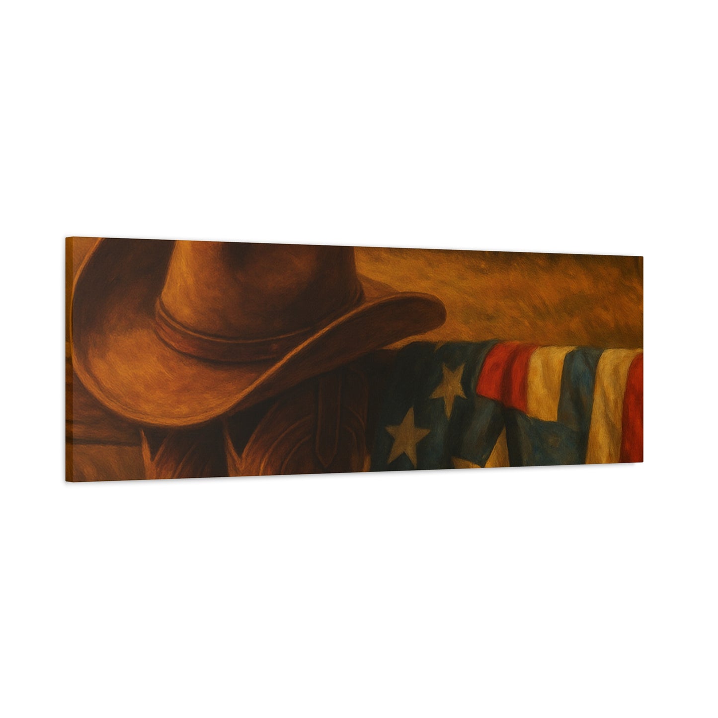 Rustic Canvas Art Print, Western Decor, Cowboy Hat and Boots, Americana Wall Art, Perfect Gift for Country Lovers