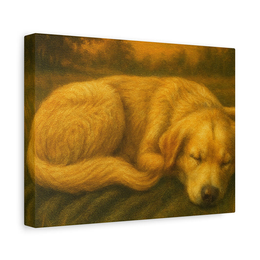Golden Retriever Art Canvas Print, Dog Lovers Decor, Warm Home Wall Art, Gift for Pet Owners, Relaxing Pet Artwork