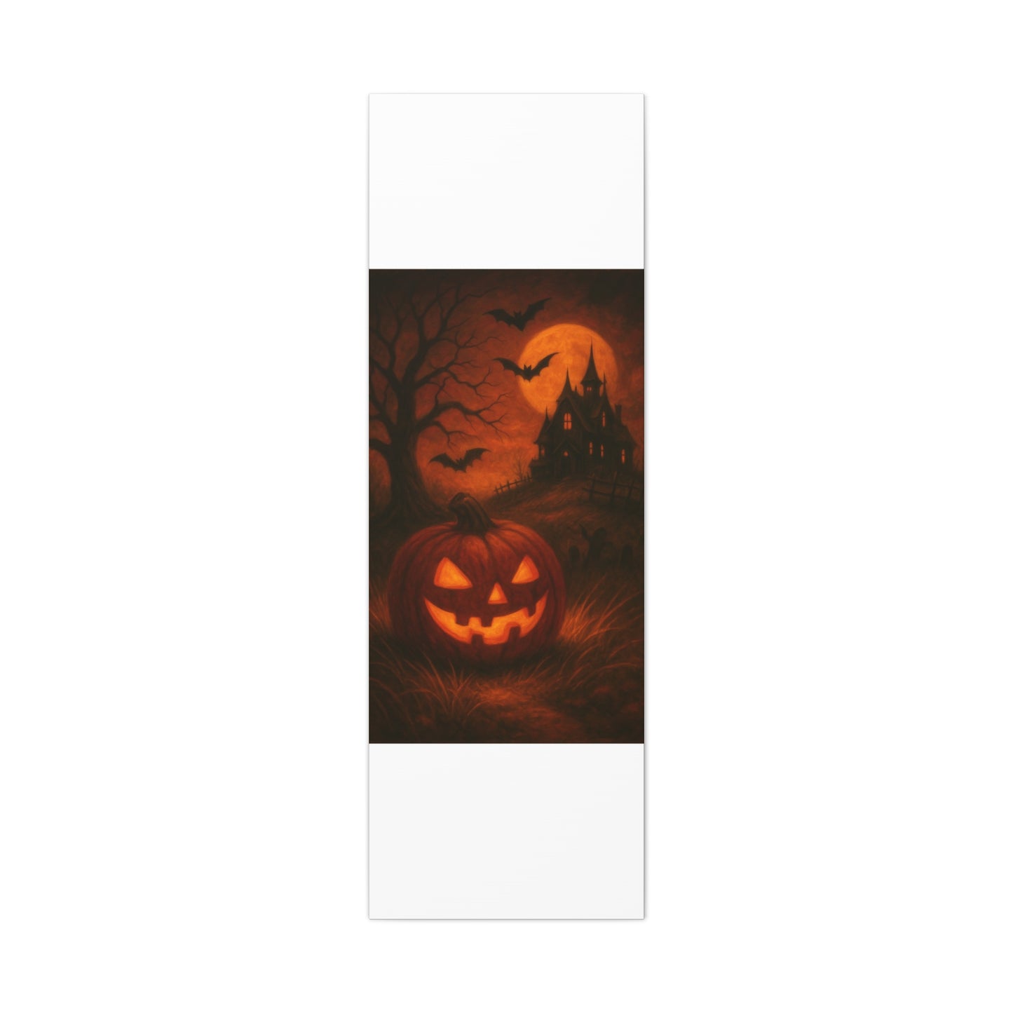 Halloween Themed Canvas Art, Spooky Wall Decor, Pumpkin Artwork, Haunted House Print, Fall Home Decoration