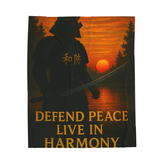 Samurai Peace Velveteen Plush Blanket - Cozy Home Decor, Gift for Gamers, Lounge, Meditation, Zen, Relaxation
