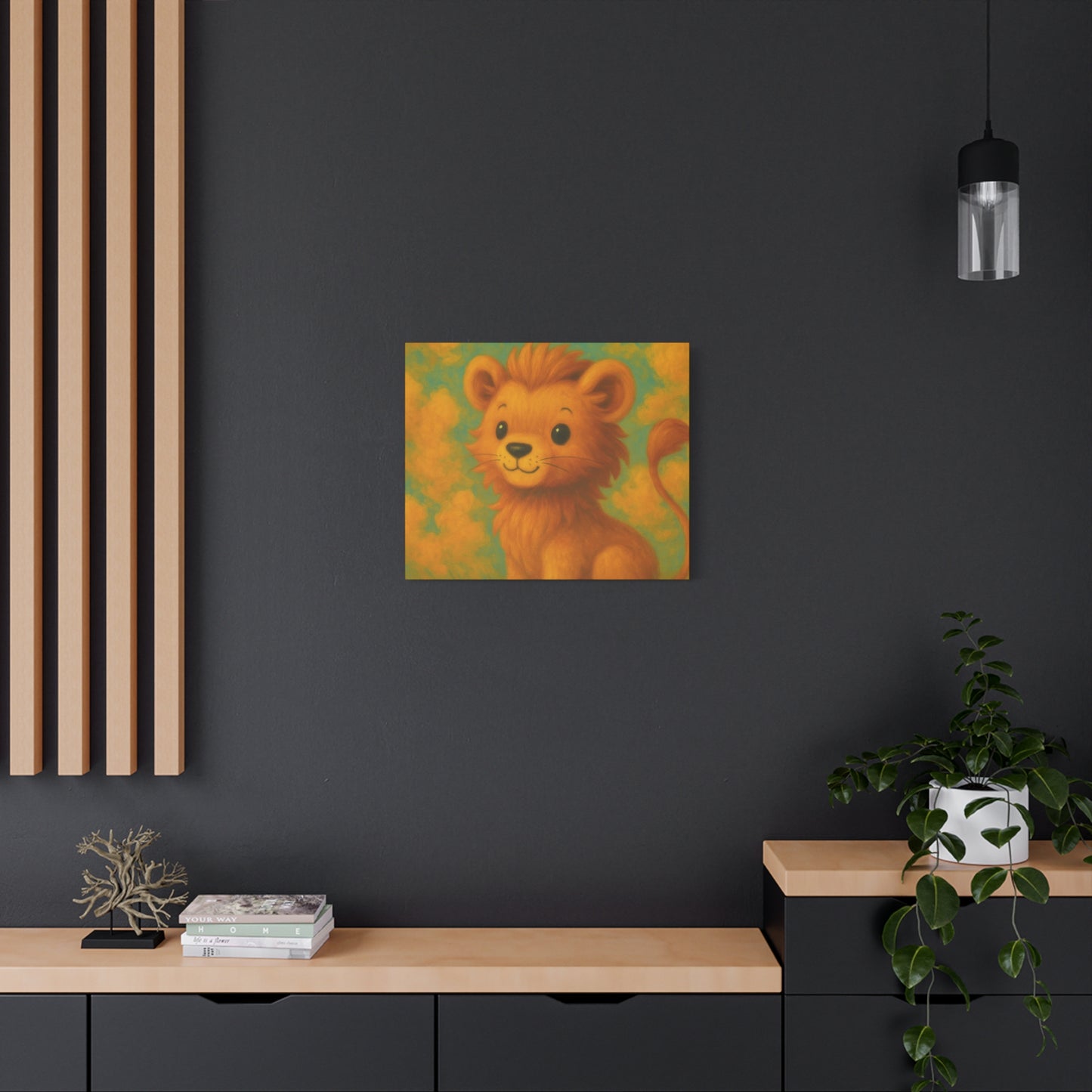 Whimsical Lion Canvas Wall Art, Nursery Decor, Kids Room Decoration, Cute Animal Print, Baby Shower Gift, Playroom Art