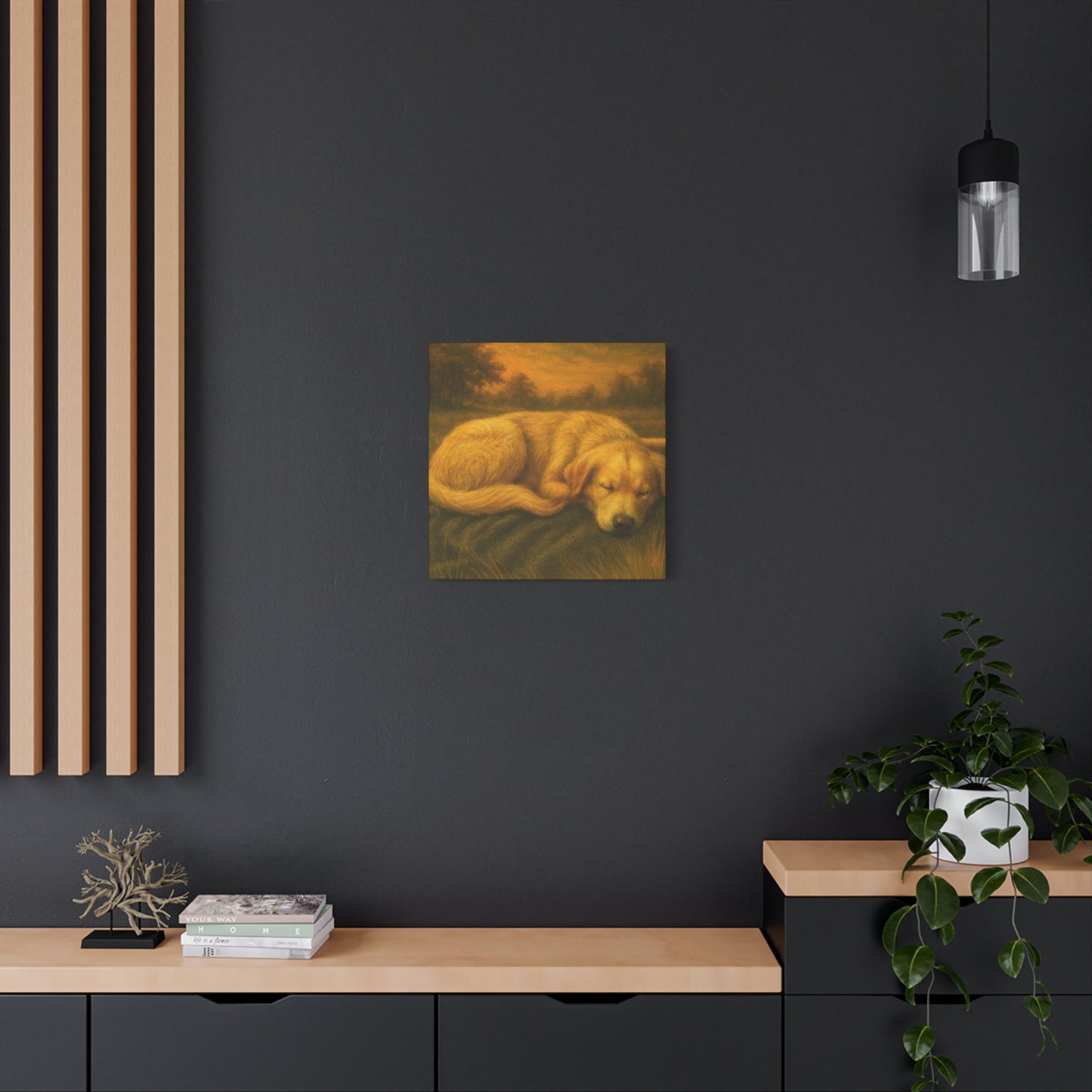 Golden Retriever Art Canvas Print, Dog Lovers Decor, Warm Home Wall Art, Gift for Pet Owners, Relaxing Pet Artwork