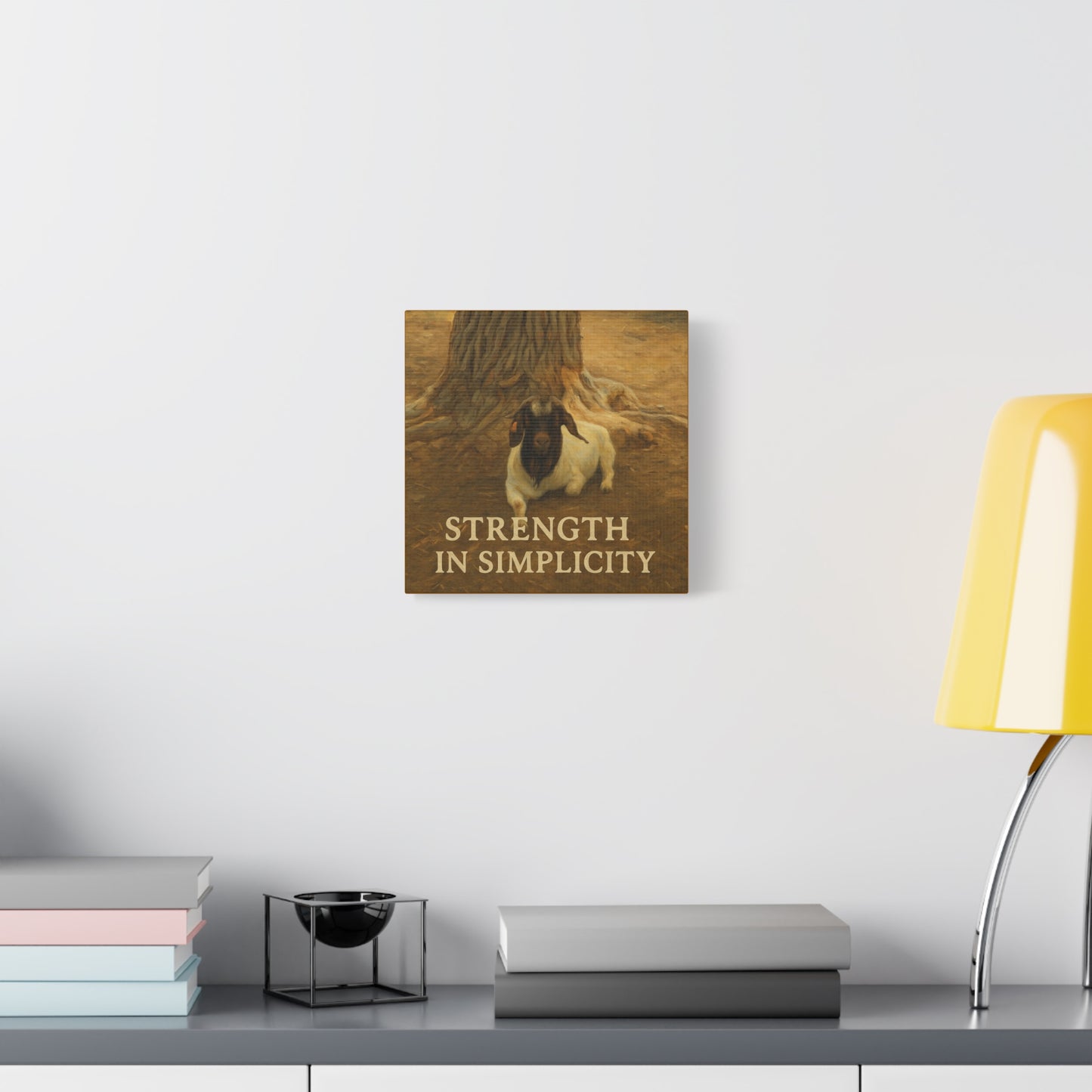 Rustic Goat Canvas Wall Art, Strength in Simplicity Decor, Farmhouse Style, Nature Lovers Gift, Art for Home