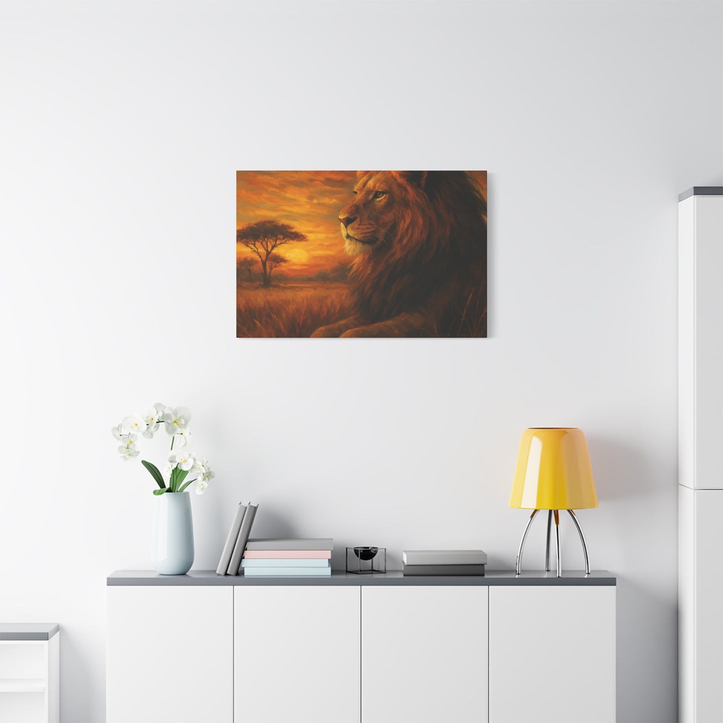 King of the Savanna - Lion Sunset Canvas
