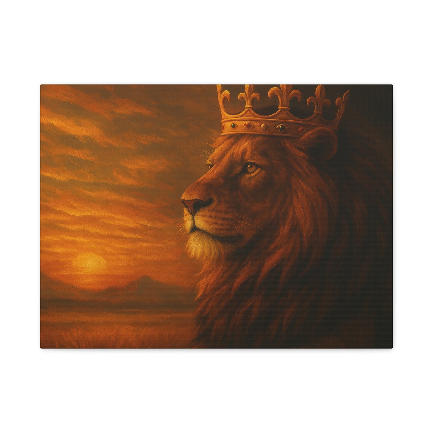Majestic Lion Canvas Print, Animal Wall Art, Home Decor, Crowned Lion Artwork, Gift for Animal Lovers, Safari Themed Room