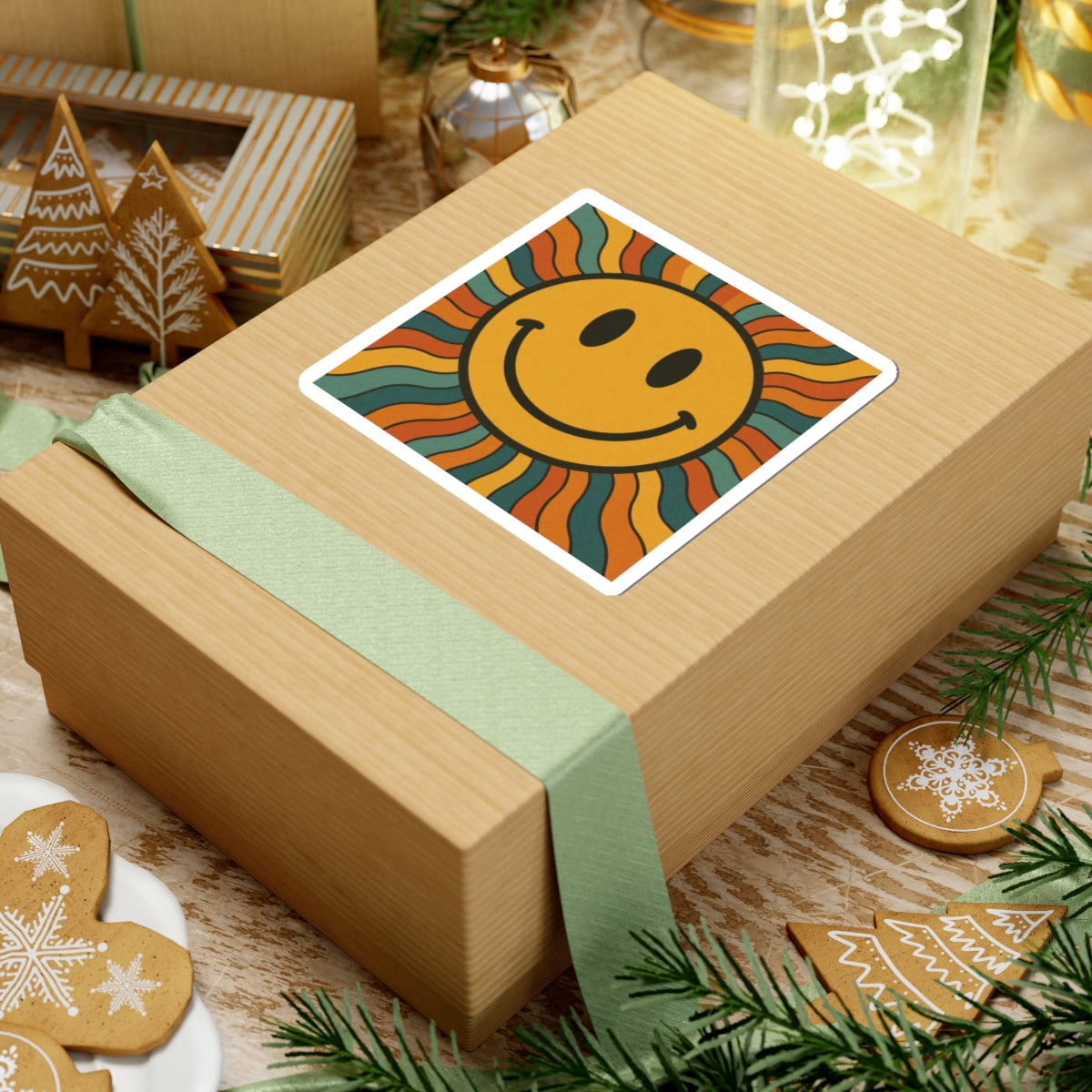 Smiley Sun Kiss-Cut Stickers, Fun Retro Decals, Cheerful Laptop Decorations, Positive Vibe Stickers, Gifts for Friends, Mood Boosters