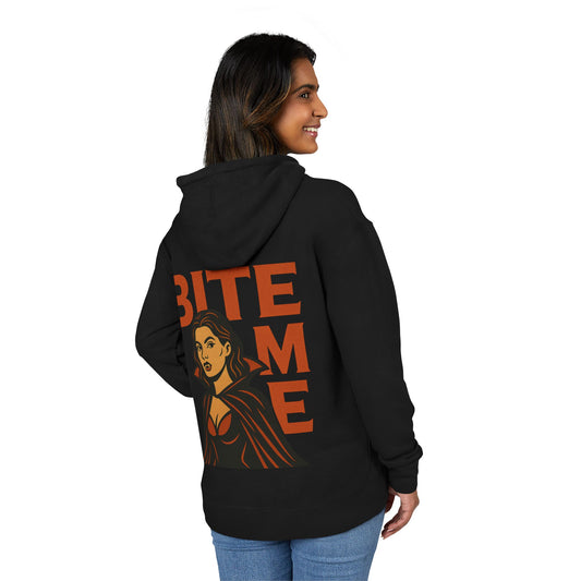Vampire Bite Me Hoodie, Unisex Halloween Sweatshirt, Spooky Season Apparel, Gothic Fashion, Unique Gift for Vampires