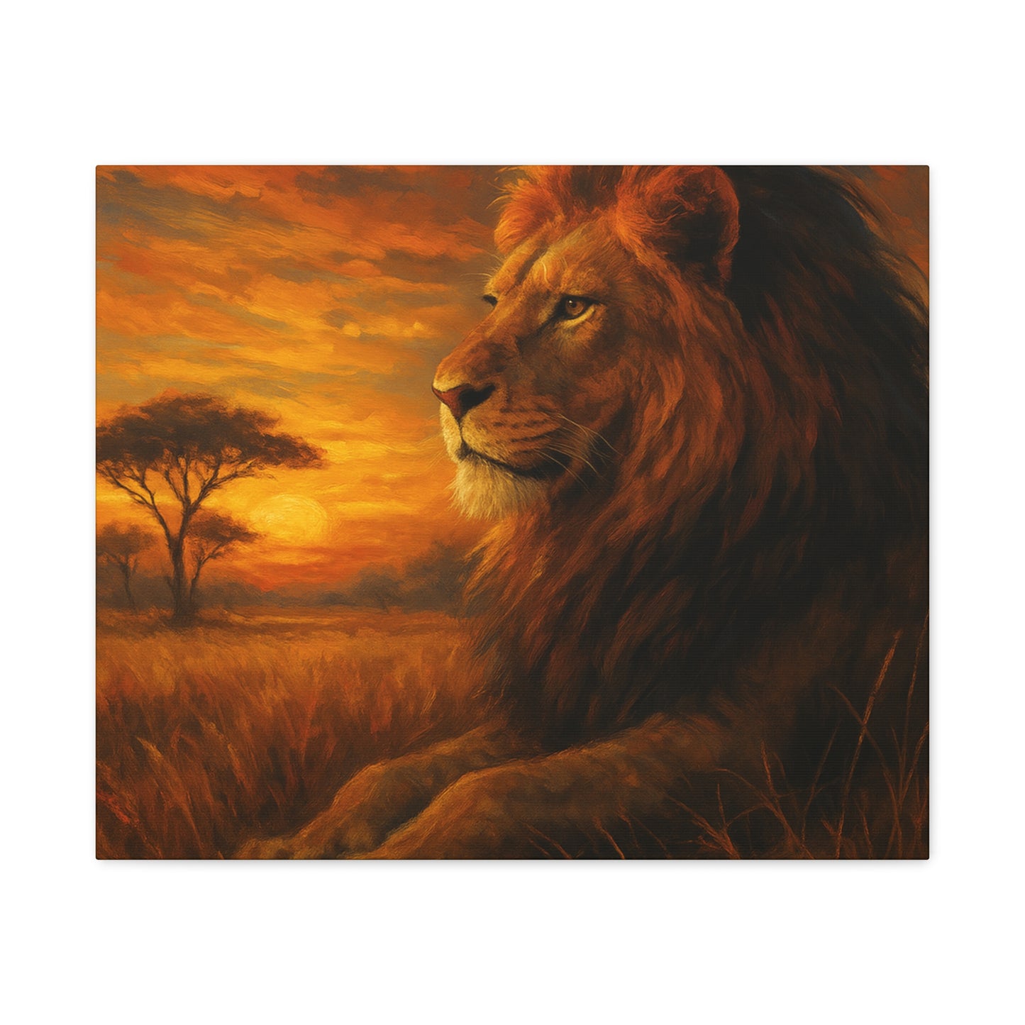 King of the Savanna - Lion Sunset Canvas